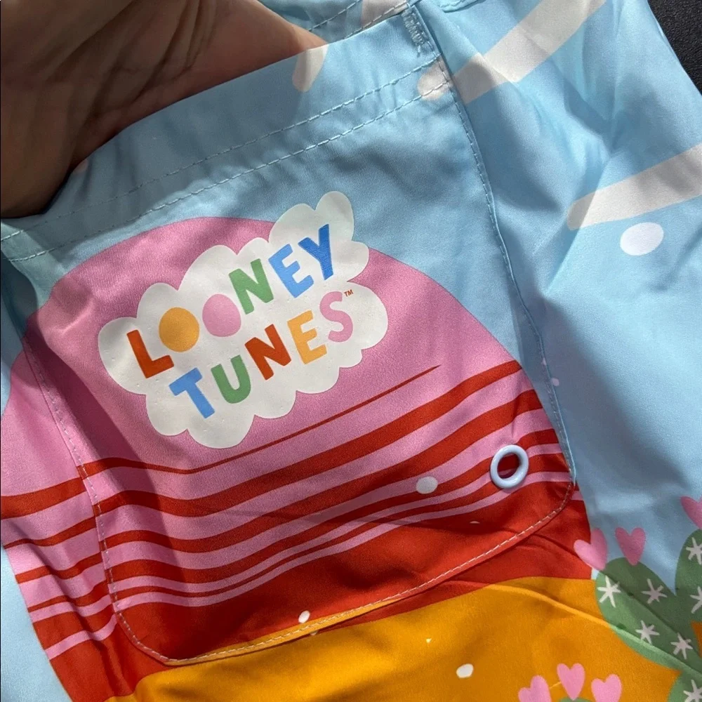 Looney Tumes Embroidered character trunks elastic/drawcord,mesh lined,pockets
